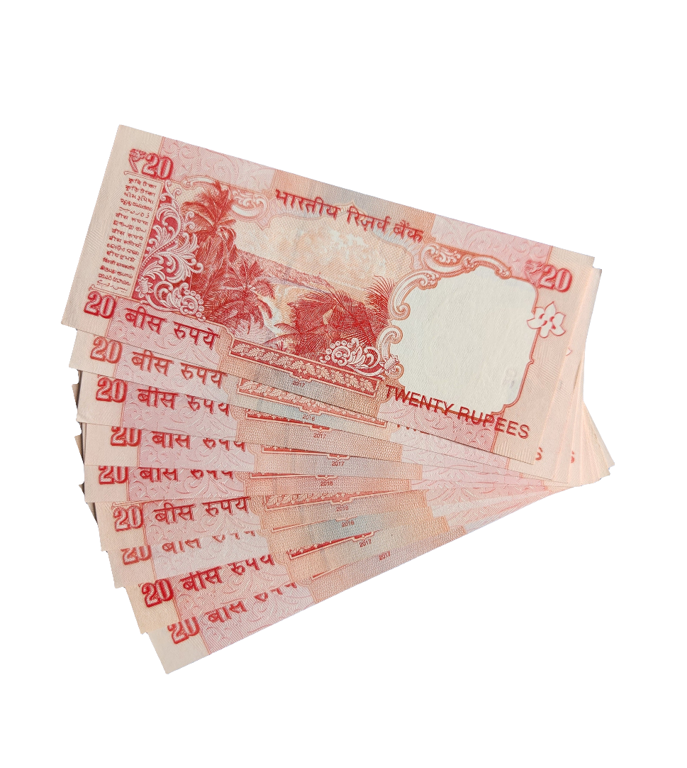 100100 900900 India 20 rupee banknotes set 9 bills Uncirculated.