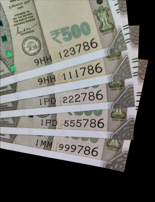 786 ending india 500 rupee bill UNC banknotes, price for each bill.