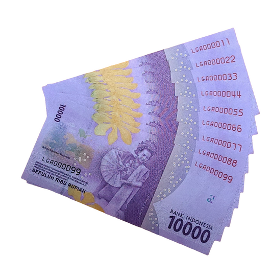 000011 000099 indonesia 10000 rupiah UNC 9 banknotes set.