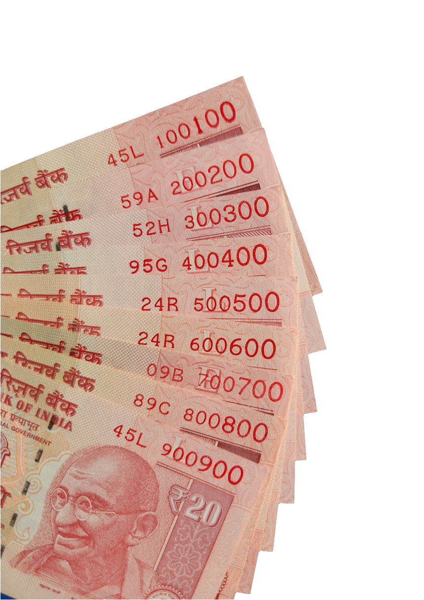 100100 900900 India 20 rupee banknotes set 9 bills Uncirculated.