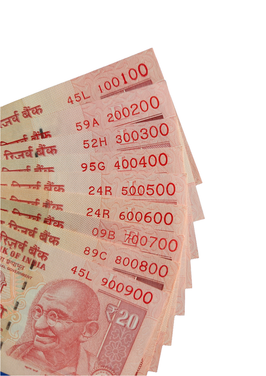 100100 900900 India 20 rupee banknotes set 9 bills Uncirculated.