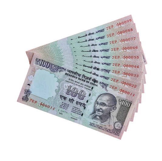 000011 000099 india 100 rupee bills 9 banknotes set UNC.