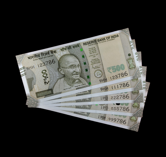 786 ending india 500 rupee bill UNC banknotes, price for each bill.