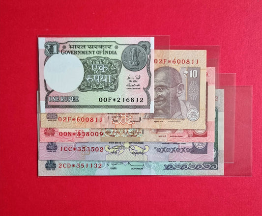 India replacement issue bulls 1 to 100 rupee set UNC.