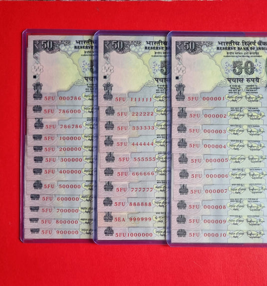 32 bills banknotes big set UNC india 50 rupee old design.